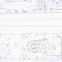 Photo of Amati Freccia Motor Gun Boat model plans B1062, scale 1:50, showing detailed ship blueprints and layout drawings.