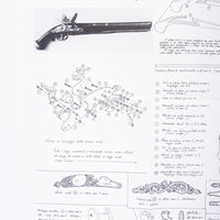 Photo of Amati B1211 Gun Rests Plan showing detailed 18th-century Italian pistol design for model ship building.