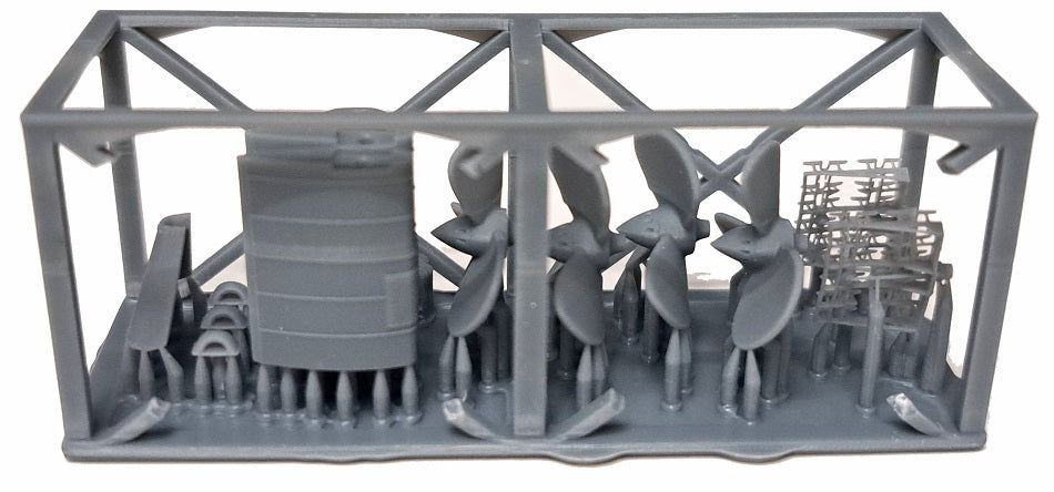 Photo of German U-Boat Type XXI 1:144 Revell detail set with photo-etched brass and 3D printed resin upgrade parts.
