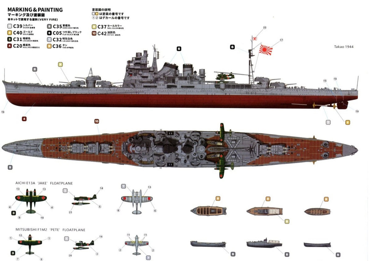 Photo of Very Fire IJN Takao 1:350 scale model kit BELBV350904 heavy cruiser