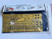 Photo of high-quality photo-etched brass detail parts set for 1:144 scale German U-Boat VIIC/VIIC41/VIID, compatible with Revell model kits