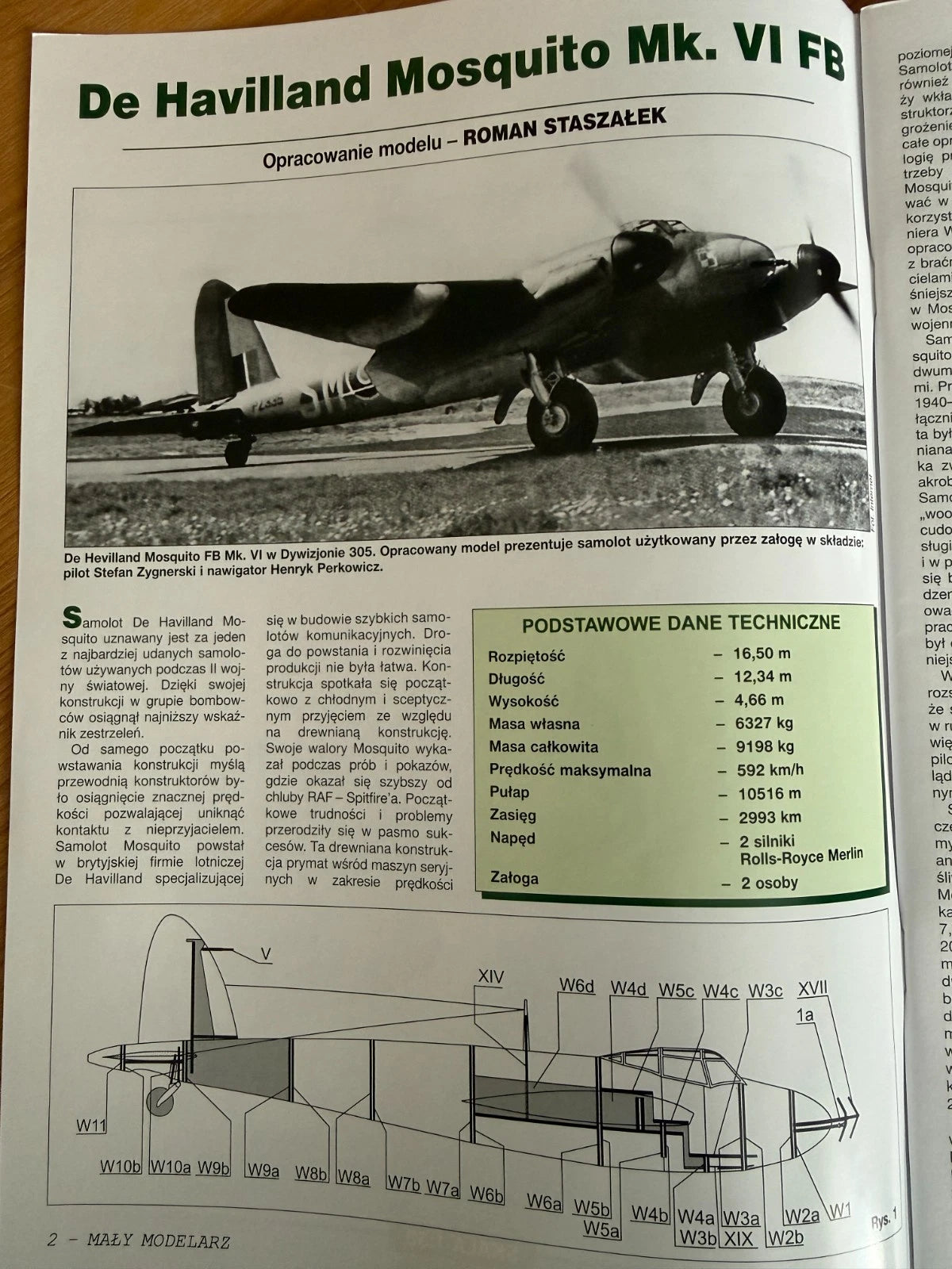 Photo of De Havilland Mosquito Mk.VI FB 1:33 Maly Modelarz 10-11-12/2023 card model kit