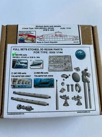 Photo of German U-Boat Type XXIII detail set 1:144 scale with photo-etched and 3D resin parts for Revell 05140 and ICM S.004