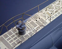 Photo of photo-etched brass upgrade parts for German U-Boat Type IIB model in 1:144 scale, compatible with Revell 05155 and ICM S.010 kits