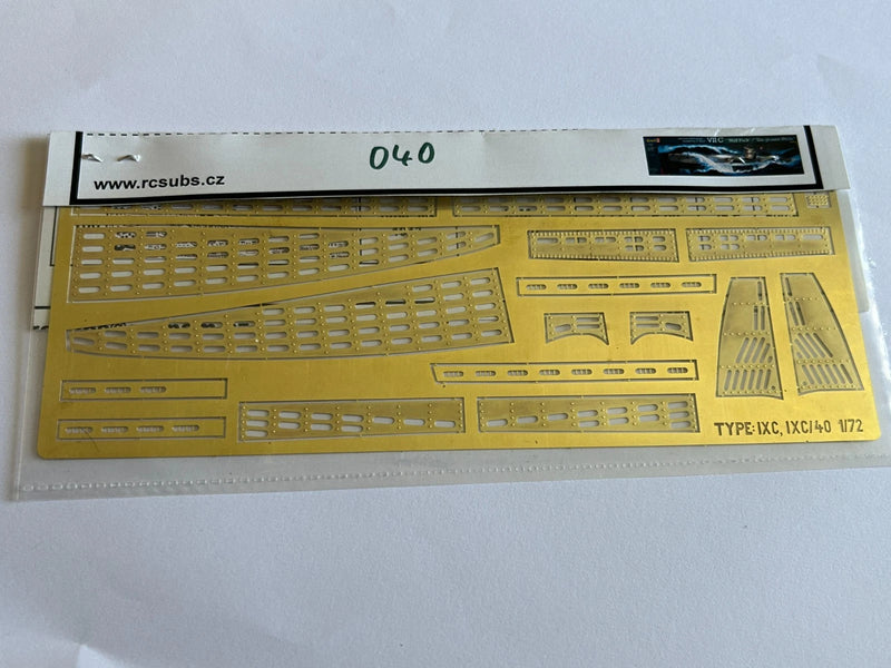 Photo of 1:72 scale photo-etched brass detail set for German U-Boat Type VIIC/VIIC 41 Revell kits 05015 and 05045, made by Czech manufacturer