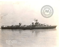Black and white historical photograph print of the USS Endicott (BB-12) sailing on the water, featuring a circular 'Annapolis Maritime Antiques' watermark in the top right and printed caption text at the bottom left.