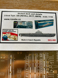 Photo of 1:144 scale photo-etched brass detail set for Revell German U-Boat Type XXI (05177/05078)