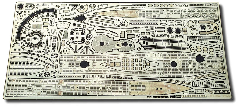 Photo of photo-etched brass detail set for German U-Boat Type VIIC41 and VIIC, designed for Revell 1:350 and 1:144 scale submarine kits.