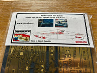 Photo of photo-etched brass upgrade parts for German U-Boat Type IIB model in 1:144 scale, compatible with Revell 05155 and ICM S.010 kits