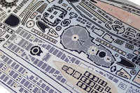 Photo of high-quality photo-etched brass detail set for German U-Boat Type VIIC 1:144 scale (Trumpeter 05912), including deck and tower components.