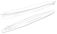 Black and white line art schematic showing two long, narrow boat-like vessels from side and angled views on a plain white background.