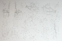 A technical assembly diagram sheet showing multiple line-art schematics of a model kit, likely a model ship or tower structure, with parts labeled and exploded views on a white background.