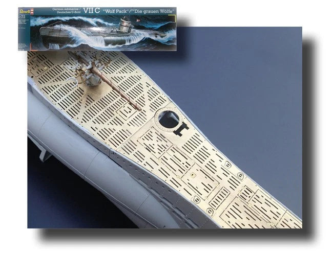 Photo of high-quality photo-etched brass detail set for 1:72 scale German U-Boat Type VIIC, compatible with Revell 05015 by RCSubs