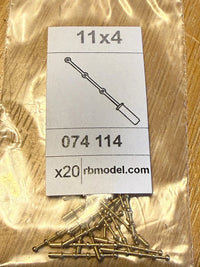Photo of RB Model 074114 brass stanchions, precision-made model ship fittings, 11 mm with four holes, pack of 20 pieces.