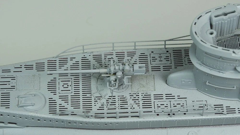 Photo of photo-etched brass detail set for German U-Boat Type VIIC41 and VIIC, designed for Revell 1:350 and 1:144 scale submarine kits.