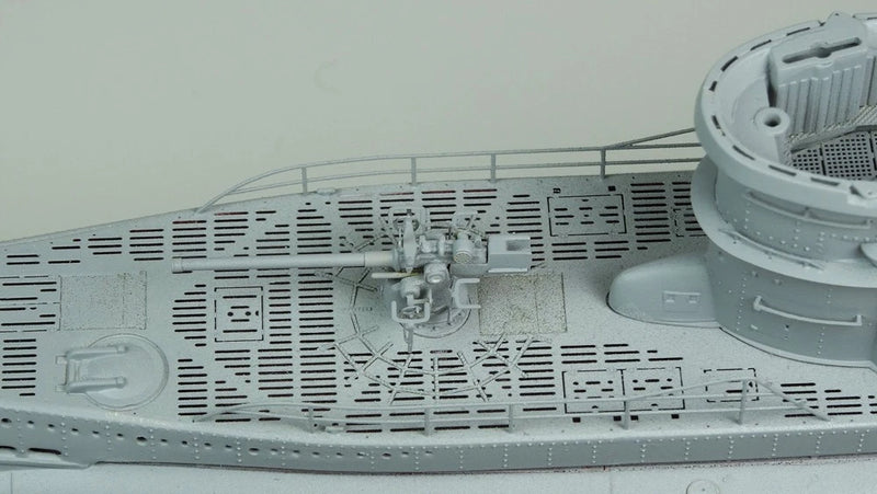 Photo of photo-etched brass detail set for German U-Boat Type VIIC41 and VIIC, designed for Revell 1:350 and 1:144 scale submarine kits.