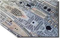 Photo of high-quality photo-etched brass detail set for German U-Boat Type VIIC 1:144 scale (Trumpeter 05912), including deck and tower components.