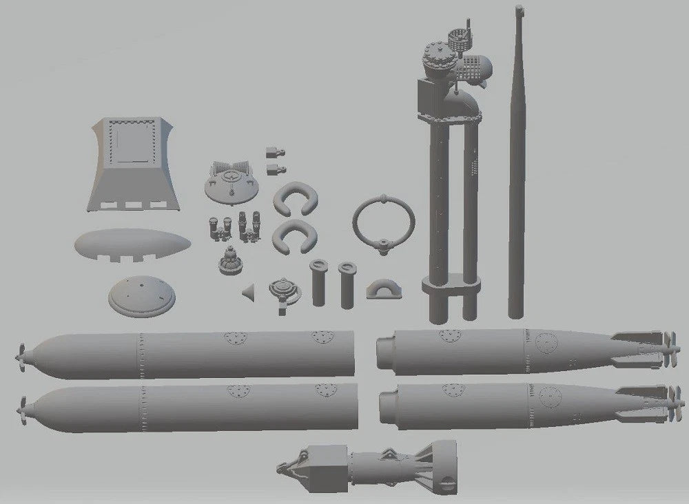 Photo of German U-Boat Type XXIII 1:144 detail set with photo-etched brass and 3D resin parts for Trumpeter model