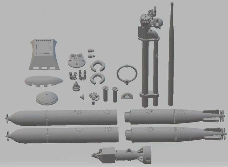 Photo of German U-Boat Type XXIII 1:144 detail set with photo-etched brass and 3D resin parts for Trumpeter model