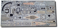 Photo of high-quality photo-etched brass detail set for German U-Boat Type VIIC 1:144 scale (Trumpeter 05912), including deck and tower components.
