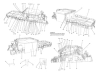 Technical line drawing schematic of a ship's deck structure with multiple perspective views, callouts, and labels on a white background.