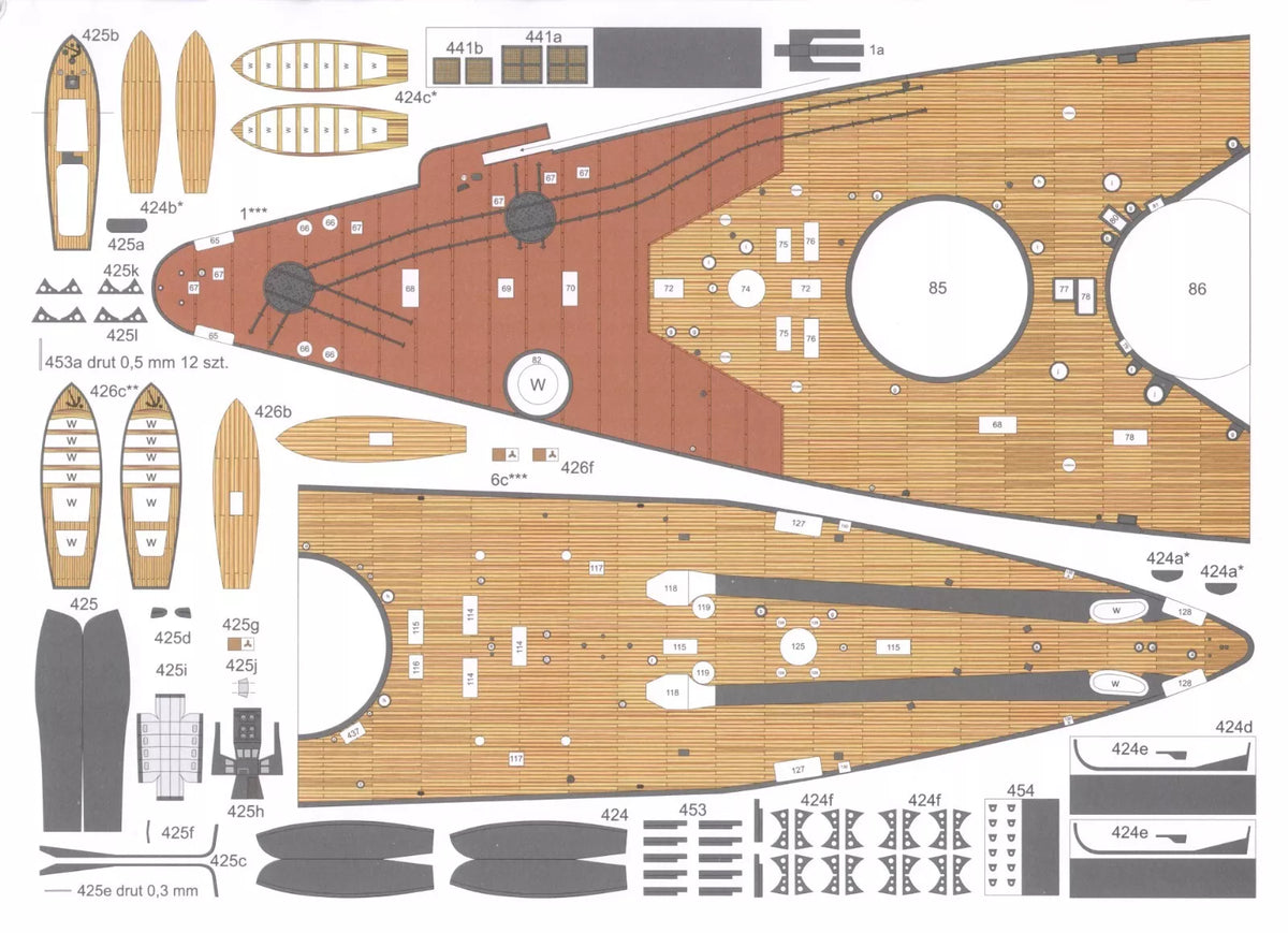 Photo of IJN Fuso 1:200 scale card model kit by Angraf Publishing showing detailed printed parts and packaging.