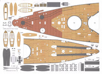 Photo of IJN Fuso 1:200 scale card model kit by Angraf Publishing showing detailed printed parts and packaging.