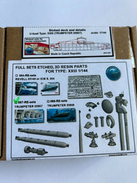 Photo of German U-Boat Type XXIII 1:144 detail set with photo-etched brass and 3D resin parts for Trumpeter model