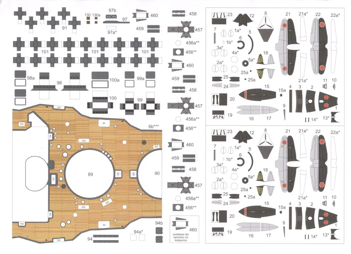Photo of IJN Fuso 1:200 scale card model kit by Angraf Publishing showing detailed printed parts and packaging.