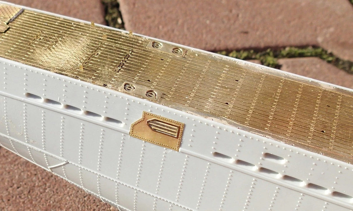Photo of photo-etched brass upgrade parts for 1:72 scale German U-Boat Type VIIC41 model, designed for Revell 05045 kit