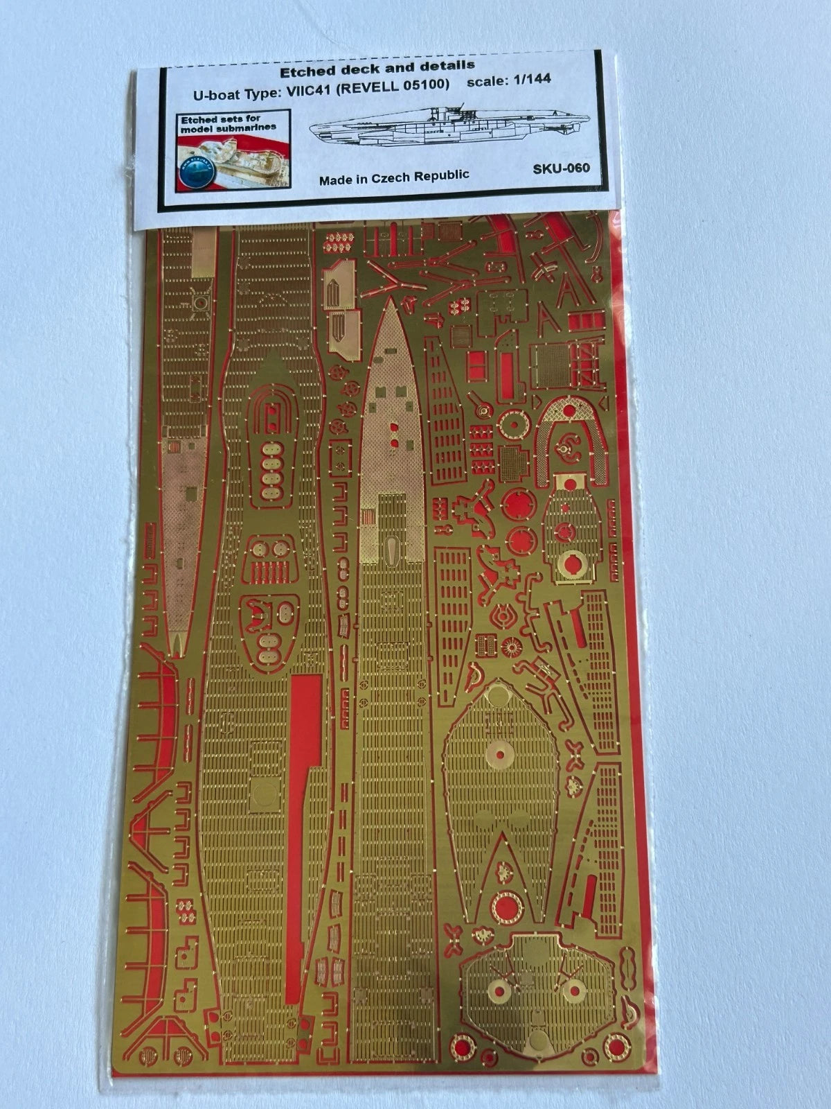 Photo of photo-etched brass upgrade set for German U-Boat Type VIIC/41 Revell 05100 in 1:144 scale by RC Subs