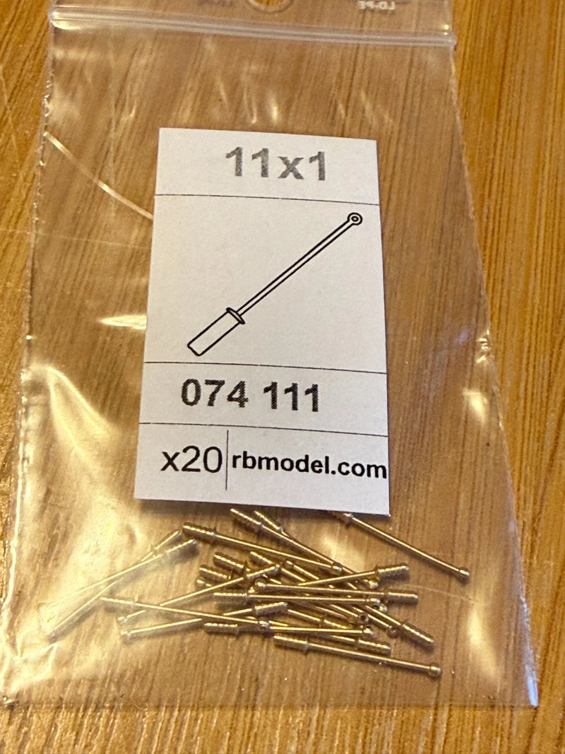 Photo of RB Model 074111 brass stanchions 1.0 mm scale model fittings pack of 20