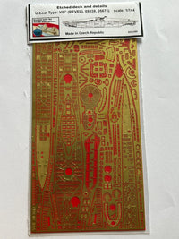 Photo of photo-etched brass detail set for German U-Boat Type VIIC41 and VIIC, designed for Revell 1:350 and 1:144 scale submarine kits.