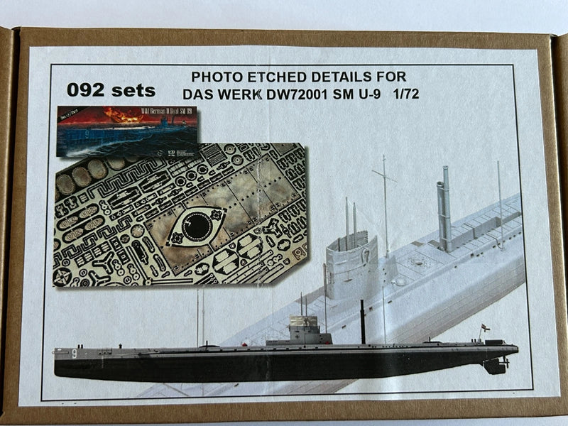 Photo of high-quality photo-etched brass detail parts set for German U-Boat SM U-09 in 1:72 scale by Czech manufacturer