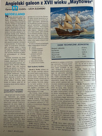 Photo of Mayflower sailing ship card model 1:100 scale from Mały Modelarz 1-2-3/2023 with printed parts and assembly instructions