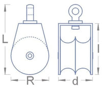 Photo of RB Model 10830 brass double sheave block for ship models, 5.9mm size, pack of 4