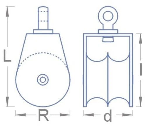 Photo of RB Model 10830 brass double sheave block for ship models, 5.9mm size, pack of 4
