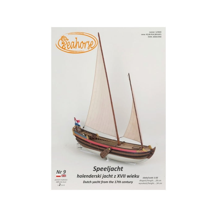Photo of 17th century Speeljacht Dutch yacht model kit by Seahorse Publishing in 1:50 scale