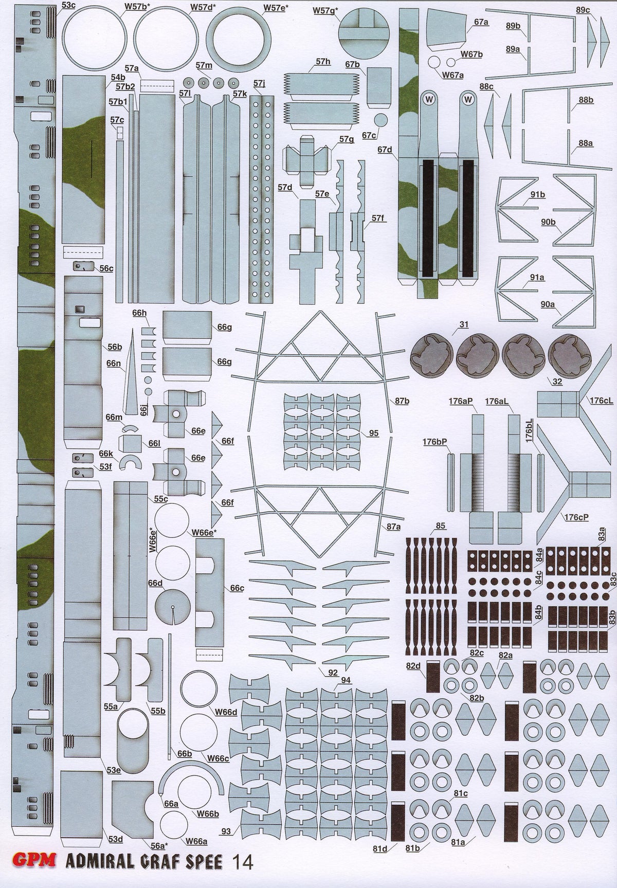 Photo of GPM Publishing's Admiral Graf Spee Card Model Kit in 1:200 scale, showcasing the intricate details and historical accuracy of the WWII German warship, perfect for modelers and naval history enthusiasts.