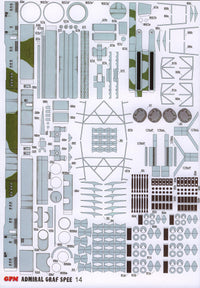 Photo of GPM Publishing's Admiral Graf Spee Card Model Kit in 1:200 scale, showcasing the intricate details and historical accuracy of the WWII German warship, perfect for modelers and naval history enthusiasts.