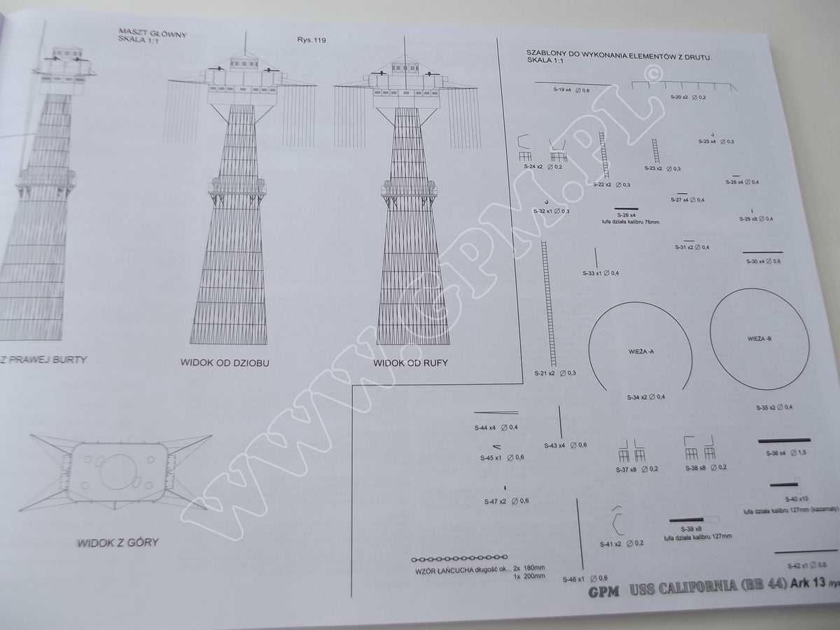 Image of GPM Publishing's USS California (BB-44) Card Model Kit, showcasing the 1:200 scale detailed replica, highlighting its intricate design and historical accuracy as a battleship model.