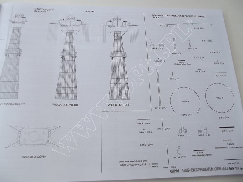 Image of GPM Publishing's USS California (BB-44) Card Model Kit, showcasing the 1:200 scale detailed replica, highlighting its intricate design and historical accuracy as a battleship model.