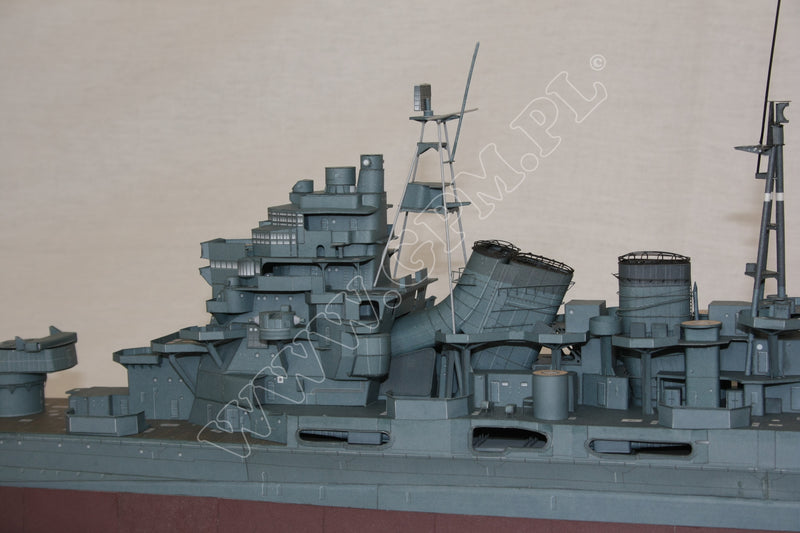 Image of GPM's IJN Maya 1:200 Scale Card Model Kit, showcasing the detailed replica of the WWII Japanese cruiser, perfect for historical model enthusiasts and collectors.