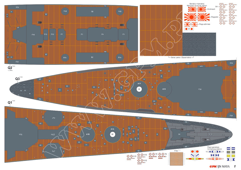 Image of GPM's IJN Maya 1:200 Scale Card Model Kit, showcasing the detailed replica of the WWII Japanese cruiser, perfect for historical model enthusiasts and collectors.