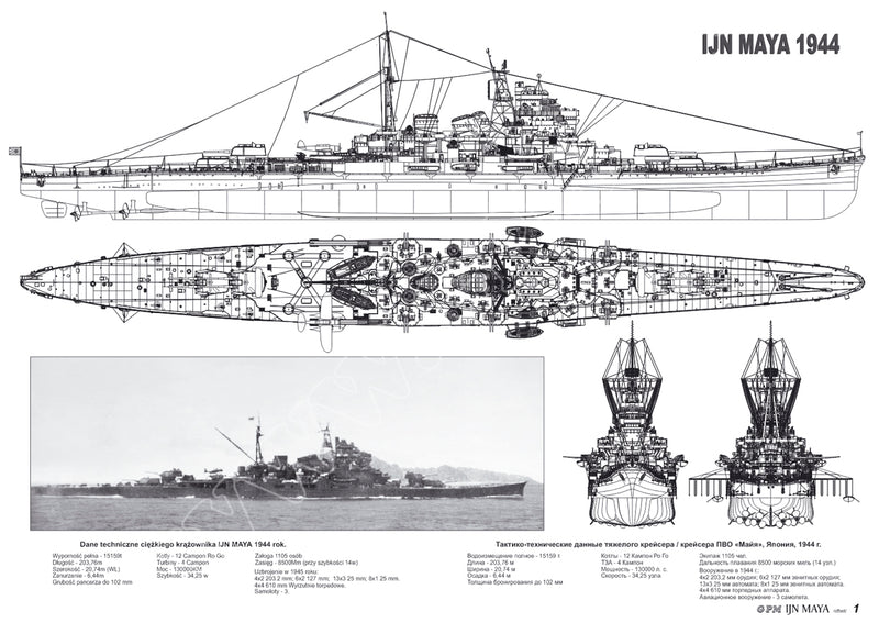 Image of GPM's IJN Maya 1:200 Scale Card Model Kit, showcasing the detailed replica of the WWII Japanese cruiser, perfect for historical model enthusiasts and collectors.